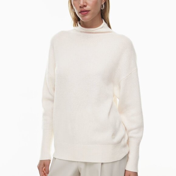 Aritzia Luxe Cashmere Format Turtleneck Heather Light Birch Medium - Picture 1 of 7